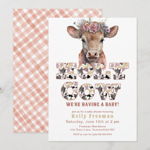 Holy Koe Rustic Cowgirl Baby shower Uitnodigen Kaart