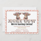 Holy Koe Twins Baby shower Cowgirl Uitnodigen Kaart (Voorkant)