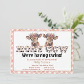 Holy Koe Twins Baby shower Cowgirl Uitnodigen Kaart (Staand voorkant)