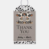 Holy Koe Twins Baby shower Dank je wel Cadeaulabel (Voorkant)