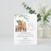 Holy Koe Twins Highland Calf Greenery Baby shower Uitnodiging Briefkaart (Staand voorkant)
