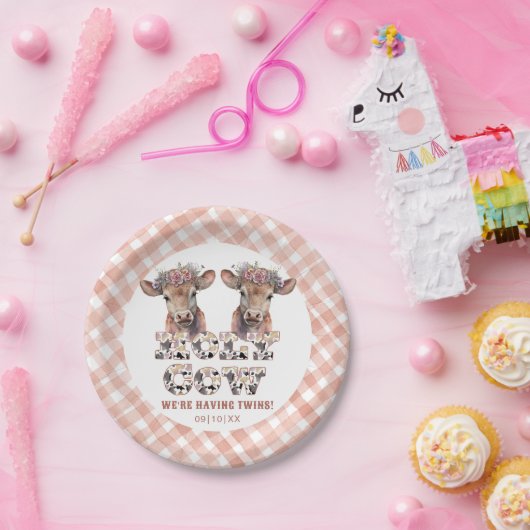 Holy Koe Twins Rustic Baby shower Borden Papieren Bordje (Feest)