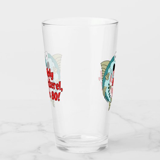 Holy Mackerel Ik ben 80 Grappig Gevist Glas (Links)