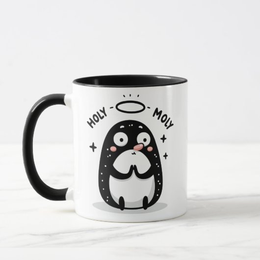 Holy Moly Cute Praying Mole Mug – Funny Animal Pun Mok (Links)