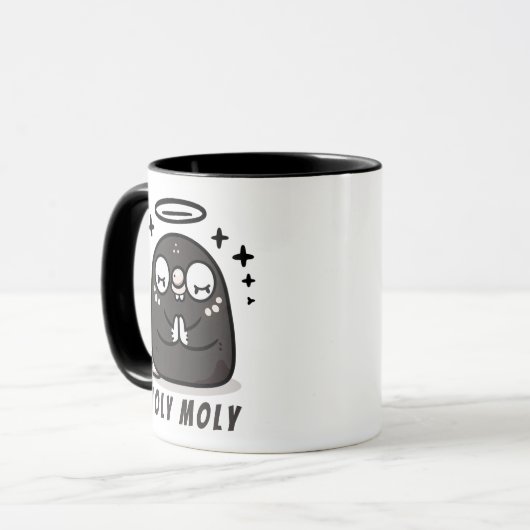 Holy Moly Cute Praying Mole Mug – Sparkly Animal  Mok (Voorkant links)