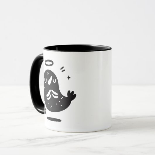 Holy Moly Mustache Mole Mug – Funny Floating  Mok (Voorkant links)