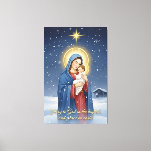 Holy Mother & Baby Jesus Stretched Canvas Print (Voorkant)