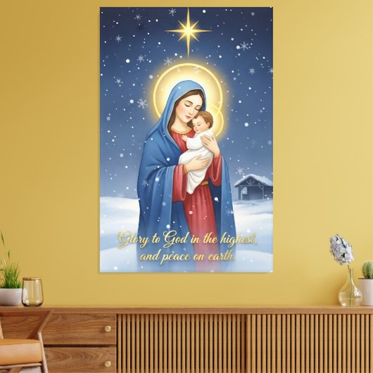 Holy Mother & Baby Jesus Stretched Canvas Print (Insitu (Woonkamer))