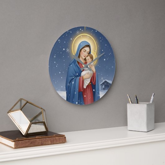 Holy Mother Mary and Baby Jesus Wall Clock Grote Klok (Kantoor)