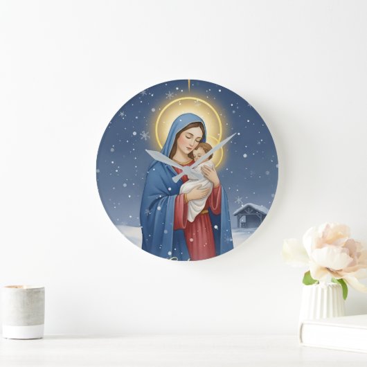 Holy Mother Mary and Baby Jesus Wall Clock Grote Klok (Huis)