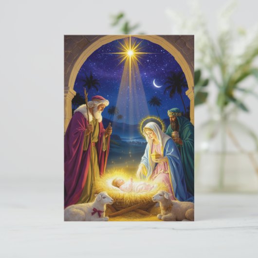 Holy Nativity Christmas Kaart (Staand voorkant)