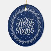 Holy Night Blue Zilveren Script Elegante Keepsake Keramisch Ornament (Links)