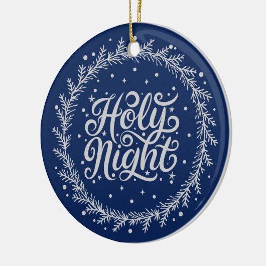 Holy Night Blue Zilveren Script Elegante Keepsake Keramisch Ornament (Links)