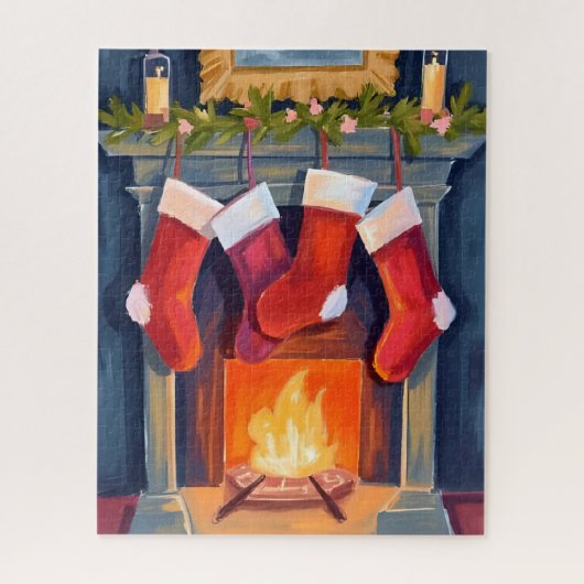 Holy Night | Christmas Stockings Watercolor Legpuzzel (Verticaal)