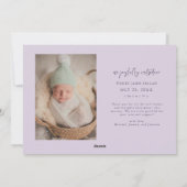 Holy Night Indeed Xmas Purple Birth Announcement Feestdagenkaart (Achterkant)