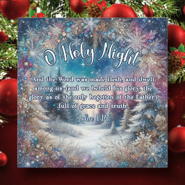 Holy Night John 1:14 Woodland Christmas Christelij Feestdagenkaart