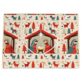 Holy Night Nativity Christmas Gift Bag Groot Cadeauzakje (Voorkant)