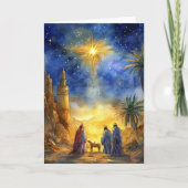 Holy Night Nativity Waterverf Kaart (Voorkant)