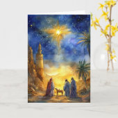 Holy Night Nativity Waterverf Kaart (Gele Bloem)