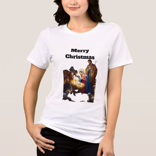 Holy Night of Peace The Nativity Glow Silent Night Tri-Blend Shirt (Voorkant)