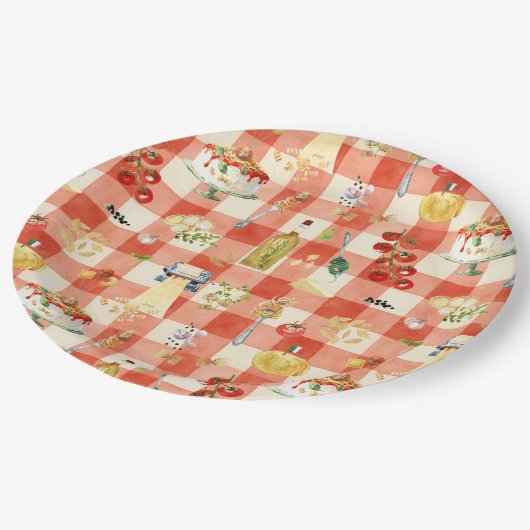 Holy Ravioli Gingham Pattern | Little Meatball  Papieren Bordje (Gekanteld)