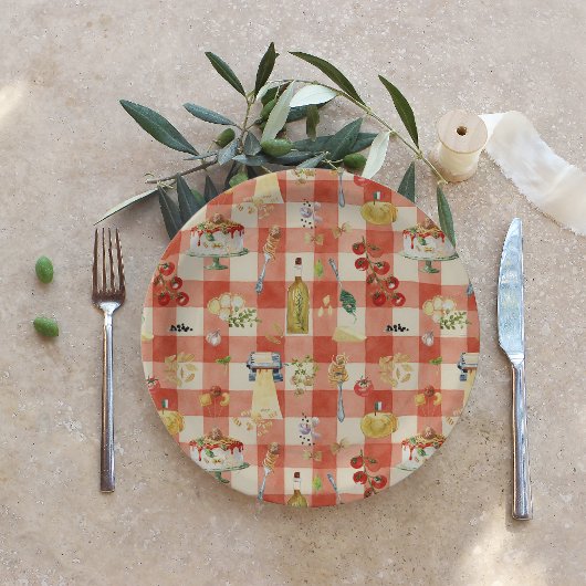 Holy Ravioli Gingham Pattern | Little Meatball  Papieren Bordje