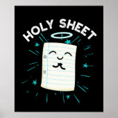 Holy Sheet Funny Halo Paper Pun Dark BG Poster (Voorkant)
