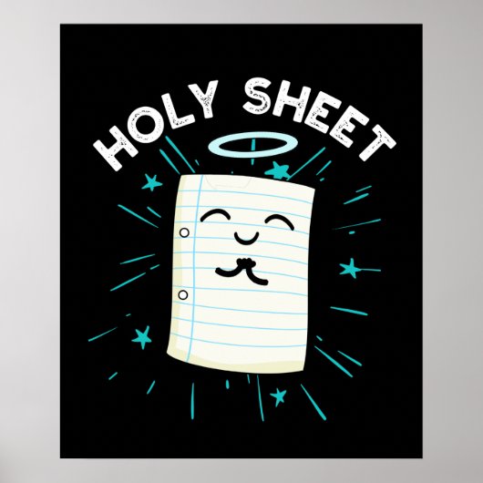 Holy Sheet Funny Halo Paper Pun Dark BG Poster (Voorkant)