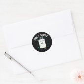 Holy Sheet Funny Halo Paper Pun Dark BG Ronde Sticker (Envelop)
