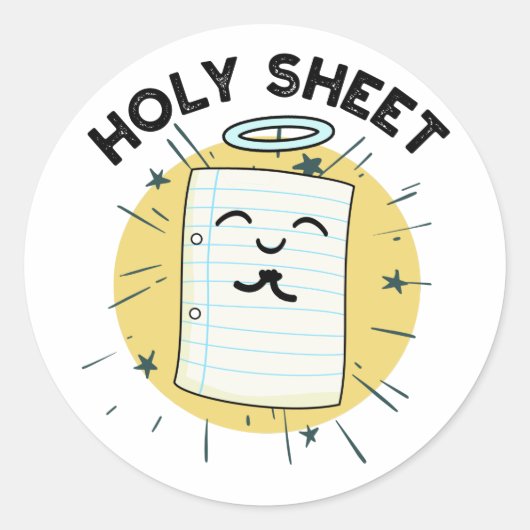 Holy Sheet Funny Halo Paper Pun Ronde Sticker (Voorkant)