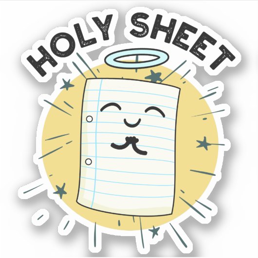 Holy Sheet Funny Halo Paper Pun Sticker (Voorkant)