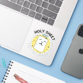 Holy Sheet Funny Halo Paper Pun Sticker (Laptop met iPhone)