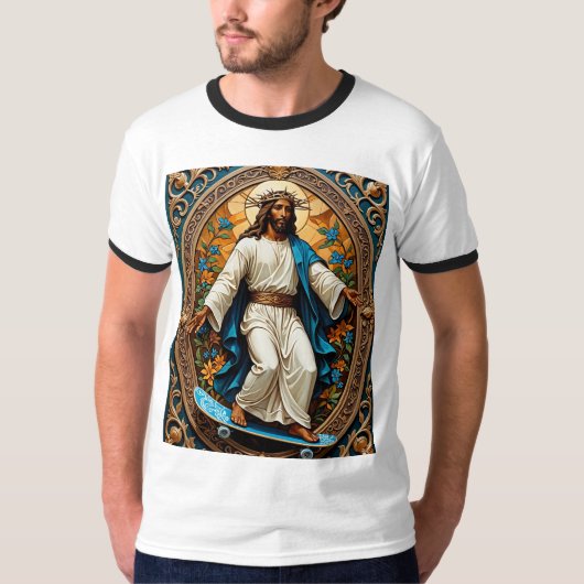 Holy Skateboard Jesus  Icon Style T-shirt (Voorkant)