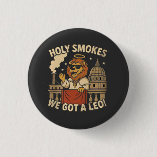 Holy Smoke Paus Leo XIV Christelijke Kerk Ronde Button 3,2 Cm