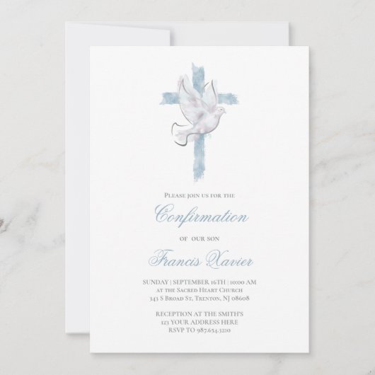 Holy Spirit blue cross Confirmation Kaart (Voorkant)