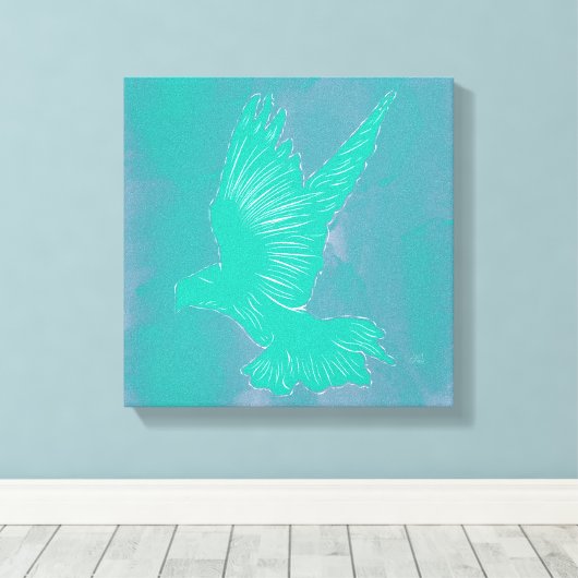 Holy Spirit Dove Design Abstract - Blauw Canvas Afdruk (Insitu (Houten vloer))
