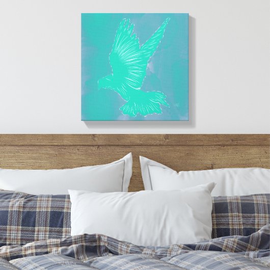 Holy Spirit Dove Design Abstract - Blauw Canvas Afdruk (Insitu (Slaapkamer))