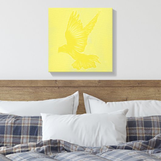 Holy Spirit Dove Design Abstract - Geel Canvas Afdruk (Insitu (Slaapkamer))