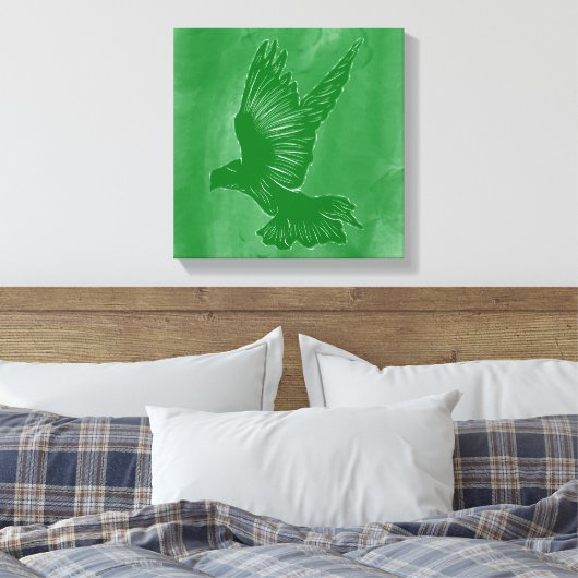 Holy Spirit Dove Design Abstract - Groen Canvas Afdruk (Insitu (Slaapkamer))