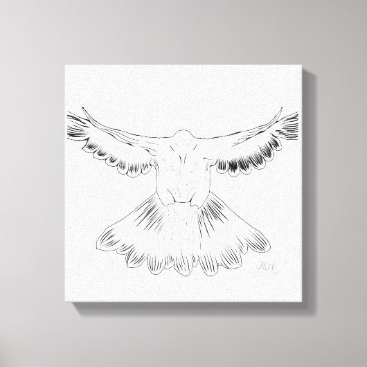 Holy Spirit Dove Design Comic Style No. 4 Zwart Canvas Afdruk (Voorkant)