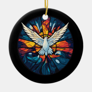 Holy Spirit Dove Glas in lood stijl bevestiging Keramisch Ornament
