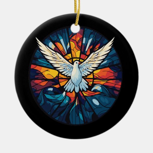 Holy Spirit Dove Glas in lood stijl Keramisch Ornament (Voorkant)