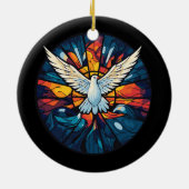 Holy Spirit Dove Glas in lood stijl Keramisch Ornament (Achterkant)