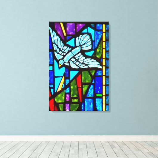 Holy Spirit Dove Glas in lood Window Canvas Art (Insitu (Houten vloer))