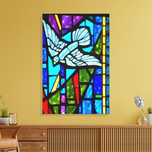 Holy Spirit Dove Glas in lood Window Canvas Art (Insitu (Woonkamer))