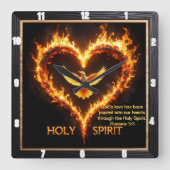 Holy Spirit Eagle Flaming Heart Devotion Romans 5 Vierkante Klok (Voorkant)