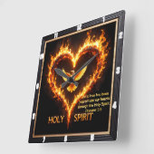 Holy Spirit Eagle Flaming Heart Devotion Romans 5 Vierkante Klok (Hoek)