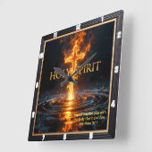 Holy Spirit Fire Cross Water Glowing Matthew 3:11 Vierkante Klok (Hoek)