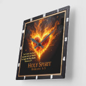 Holy Spirit Glowing Flaming Heart Love Romans 5:5 Vierkante Klok (Hoek)