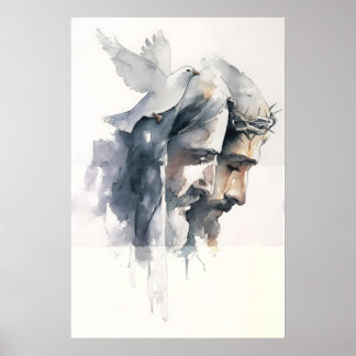 Holy Trinity Abstract Watercolor Of Father Son And Poster